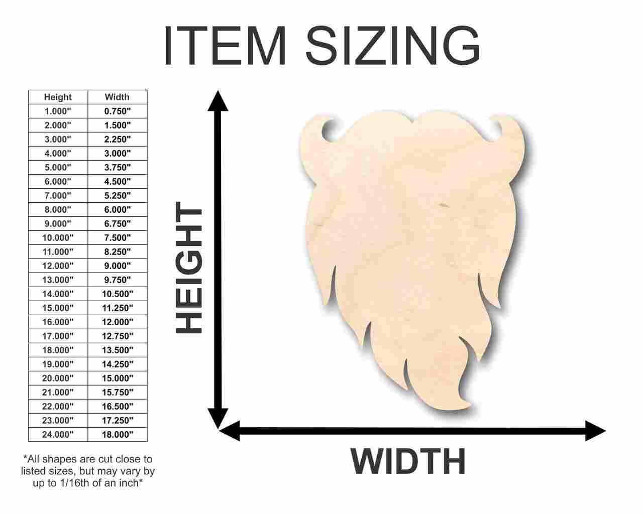 Unfinished Wooden Santa Claus Beard Shape - Christmas - Ornament - Craft - up to 24" DIY-24 Hour Crafts