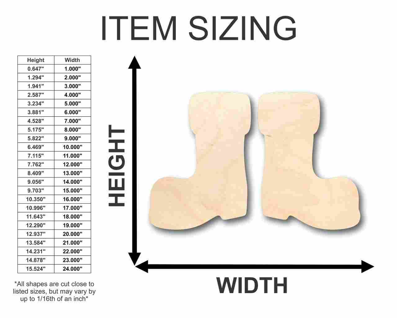 Unfinished Wooden Santa Claus Boots Shape - Christmas - Ornament - Craft - up to 24" DIY-24 Hour Crafts