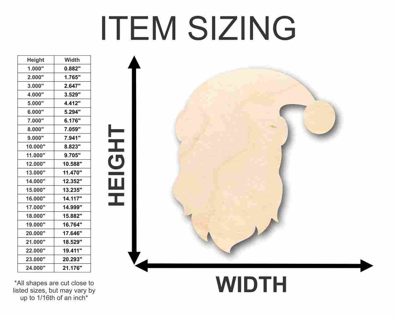 Unfinished Wooden Santa Claus Head Shape - Christmas - Ornament - Craft - up to 24" DIY-24 Hour Crafts