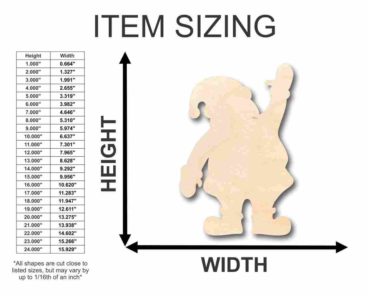 Unfinished Wooden Santa Claus Wave Shape - Christmas - Ornament - Craft - up to 24" DIY-24 Hour Crafts