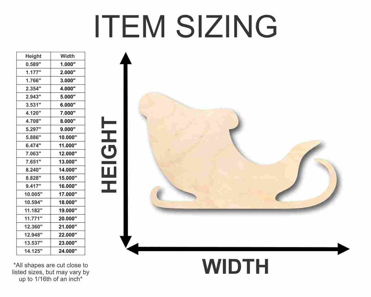 Unfinished Wooden Santa Claus Sleigh Shape - Christmas - Ornament - Craft - up to 24" DIY-24 Hour Crafts