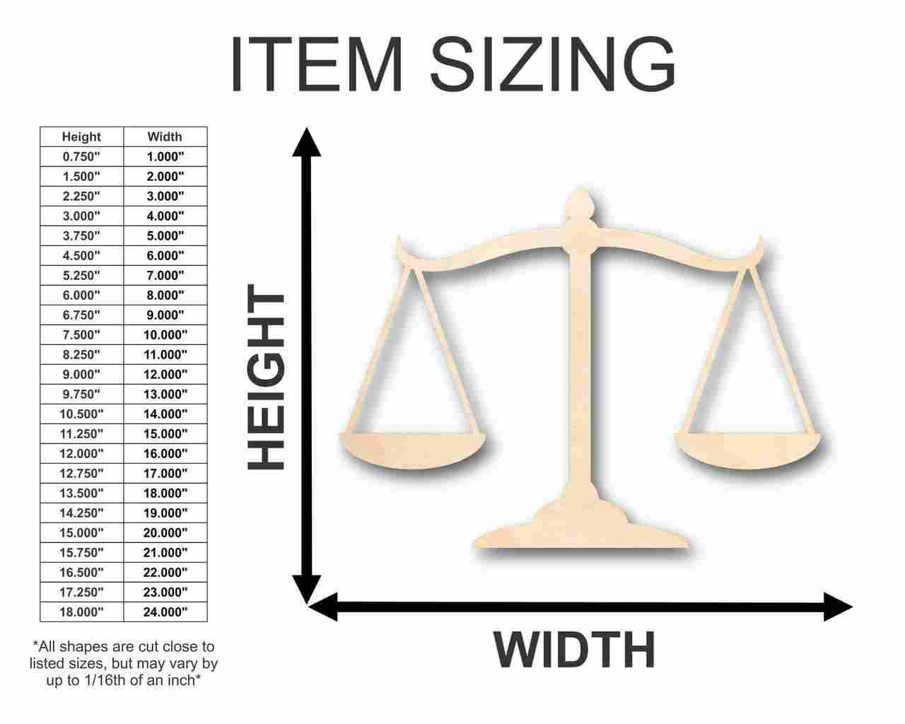 Unfinished Wooden Scales of Justice Shape - Law - Courthouse - Craft - up to 24" DIY-24 Hour Crafts
