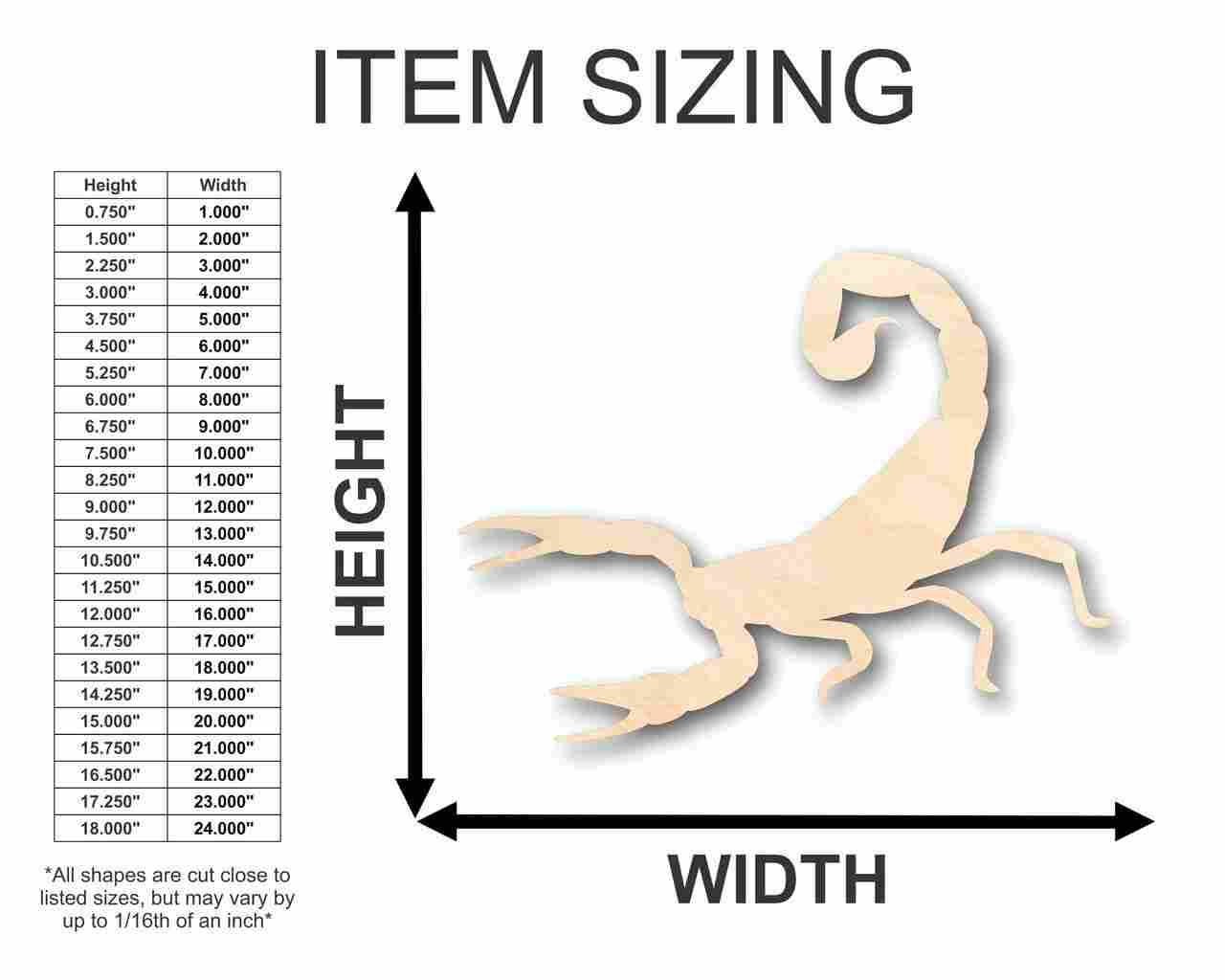 Unfinished Wooden Scorpion Shape - Desert Animal - Craft - up to 24" DIY-24 Hour Crafts