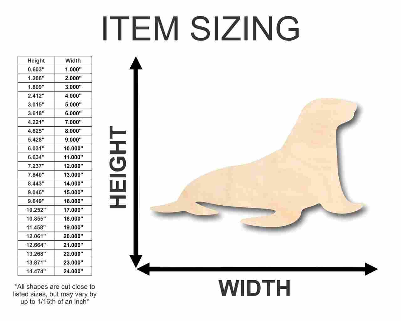 Unfinished Wooden Sea Lion Shape - Ocean - Nursery - Craft - up to 24" DIY-24 Hour Crafts