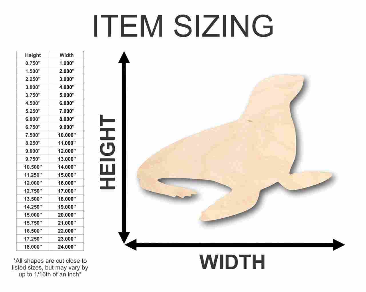 Unfinished Wooden Seal Shape - Ocean - Nursery - Craft - up to 24" DIY-24 Hour Crafts