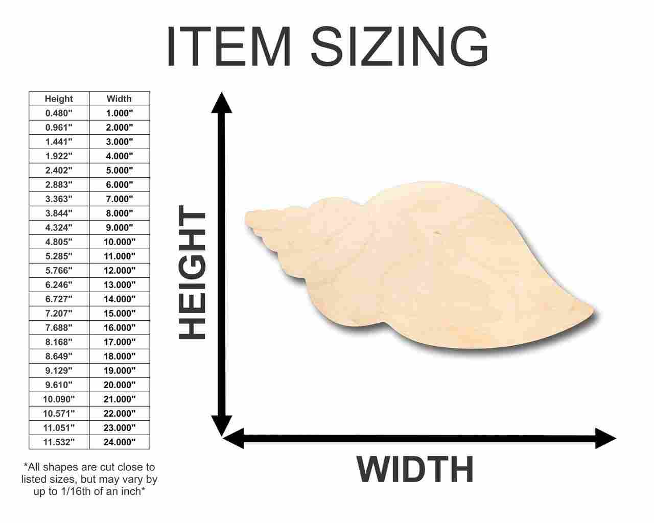 Unfinished Wooden Seashell Shape - Ocean - Beach - Nursery - Craft - up to 24" DIY-24 Hour Crafts