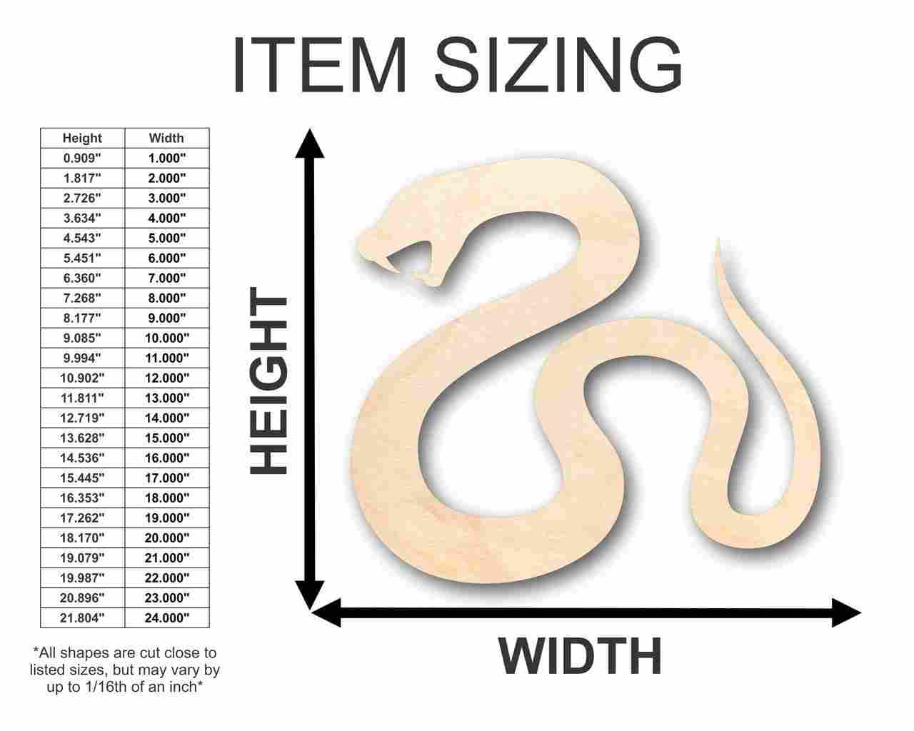 Unfinished Wooden Serpent Snake Shape - Animal - Wildlife - Craft - up to 24" DIY-24 Hour Crafts