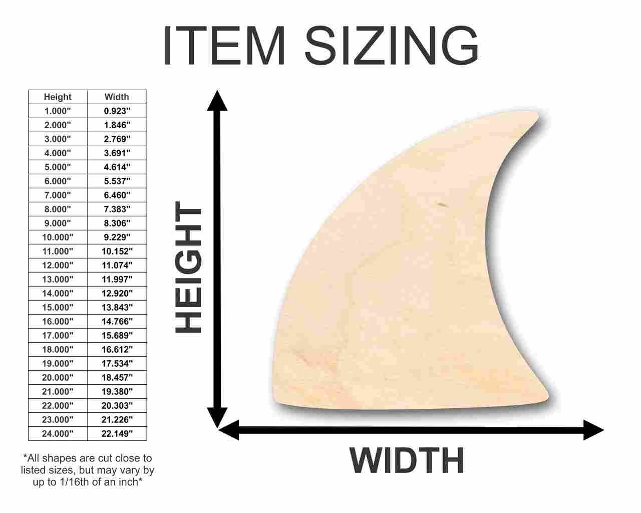 Unfinished Wooden Shark Fin Shape - Ocean - Beach - Nursery - Craft - up to 24" DIY-24 Hour Crafts