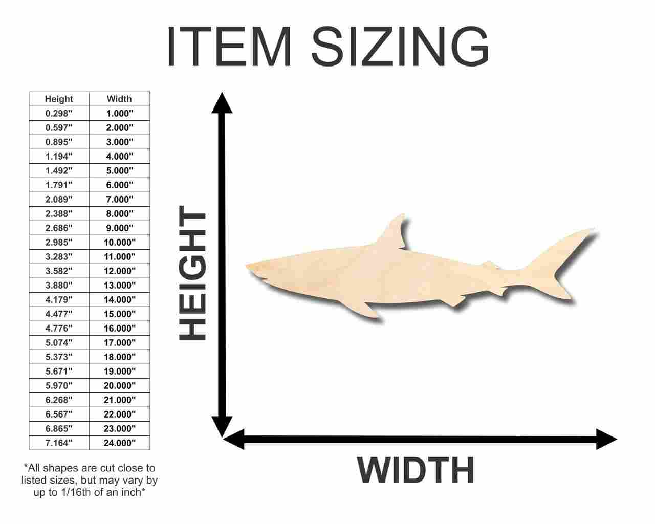 Unfinished Wooden Shark Shape - Ocean - Nursery - Craft - up to 24" DIY-24 Hour Crafts