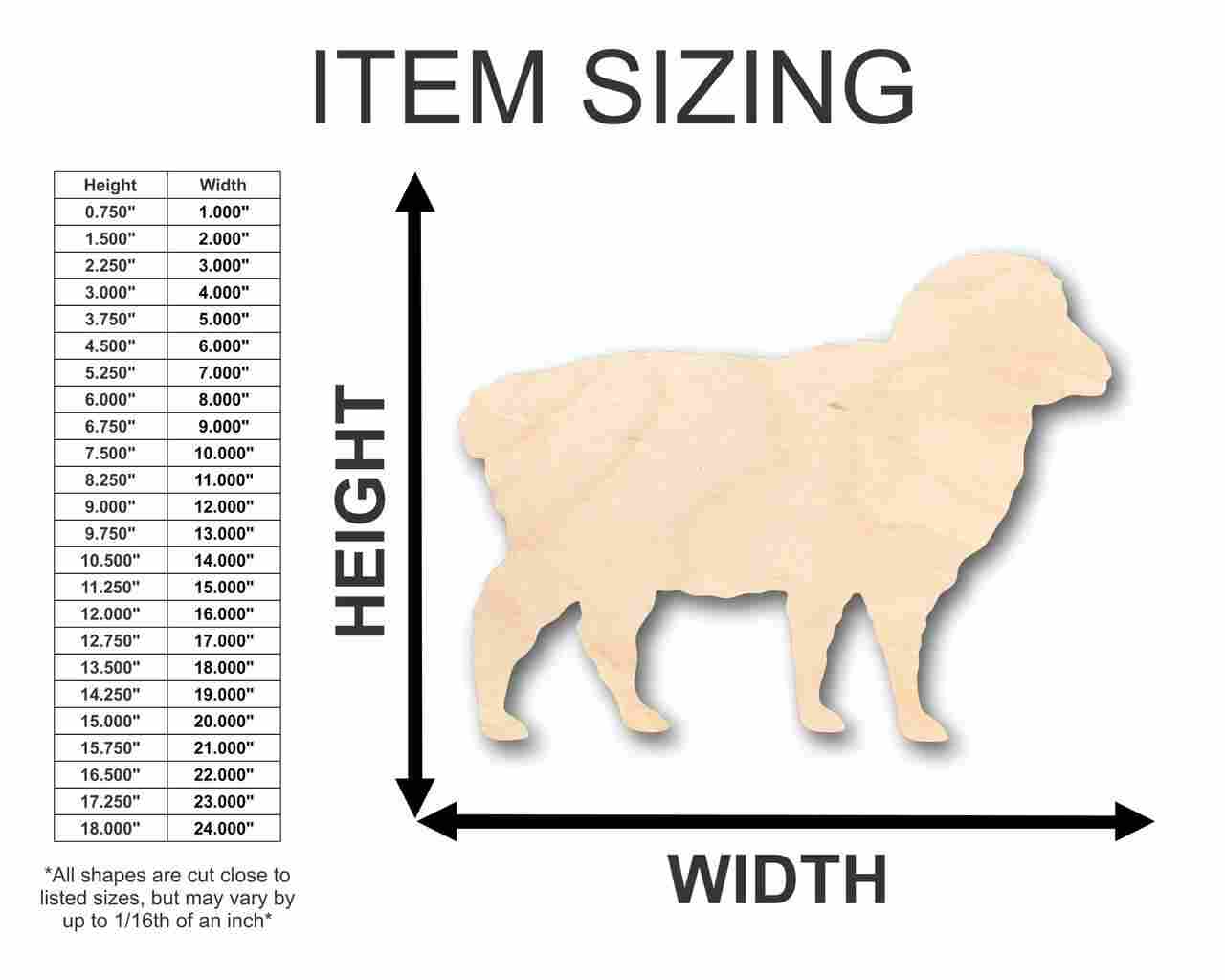 Unfinished Wooden Sheep Shape - Farm Animal - Craft - up to 24" DIY-24 Hour Crafts