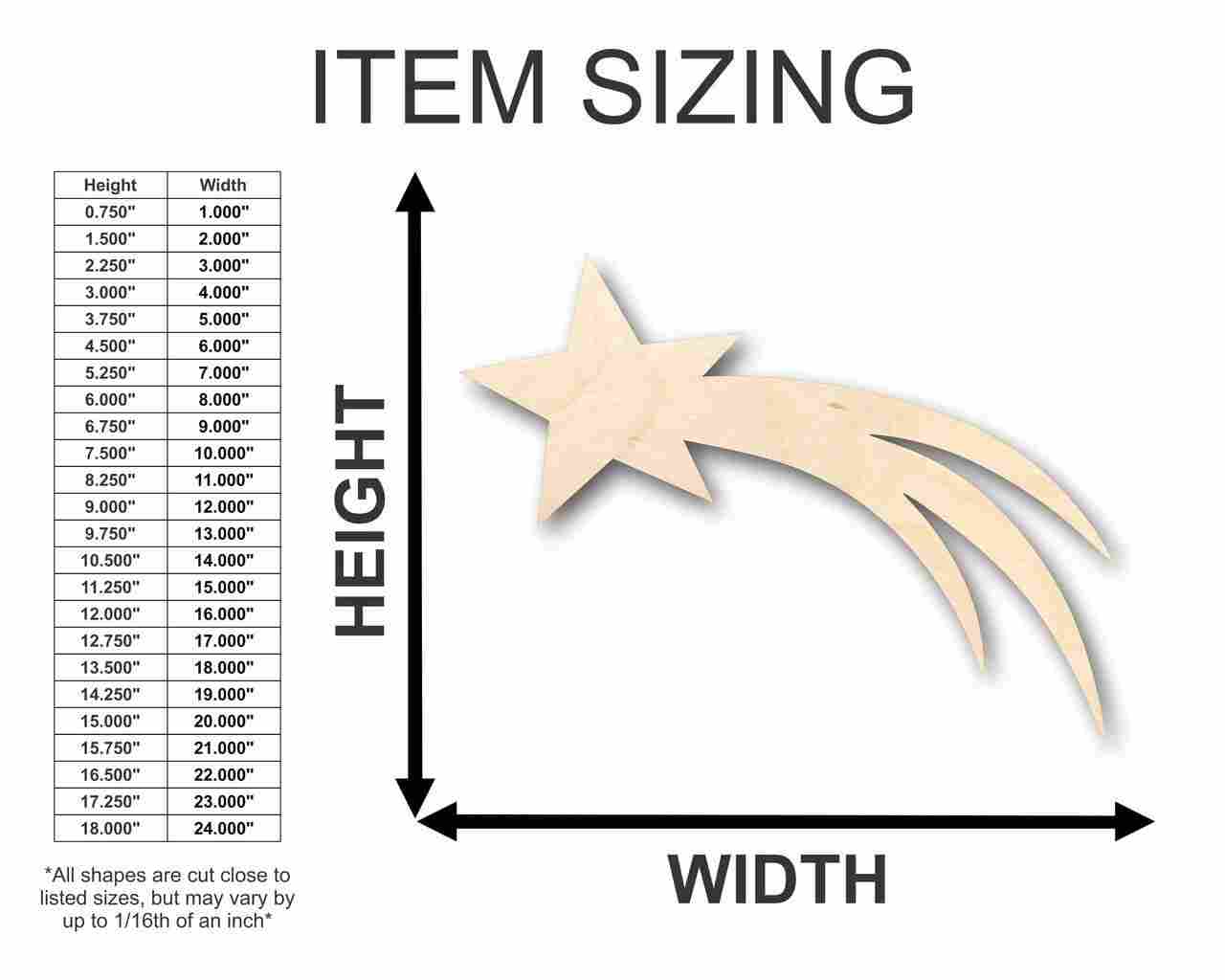 Unfinished Wooden Comet Shooting Star Shape - Space - Nursery - Craft - up to 24" DIY-24 Hour Crafts