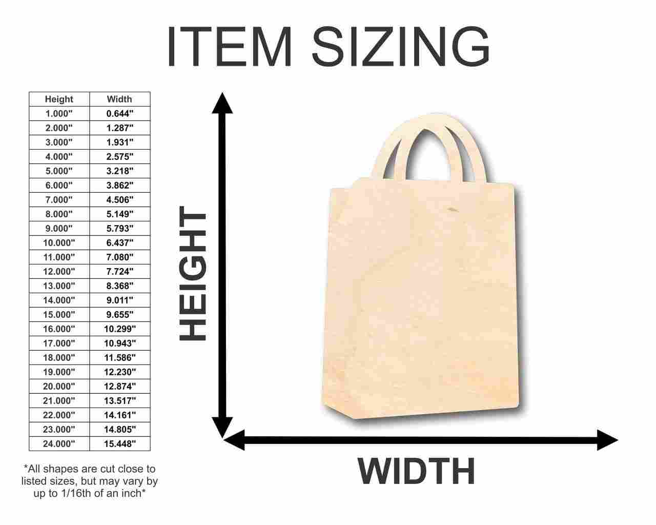 Unfinished Wooden Shopping Bag Shape - Craft - up to 24" DIY-24 Hour Crafts