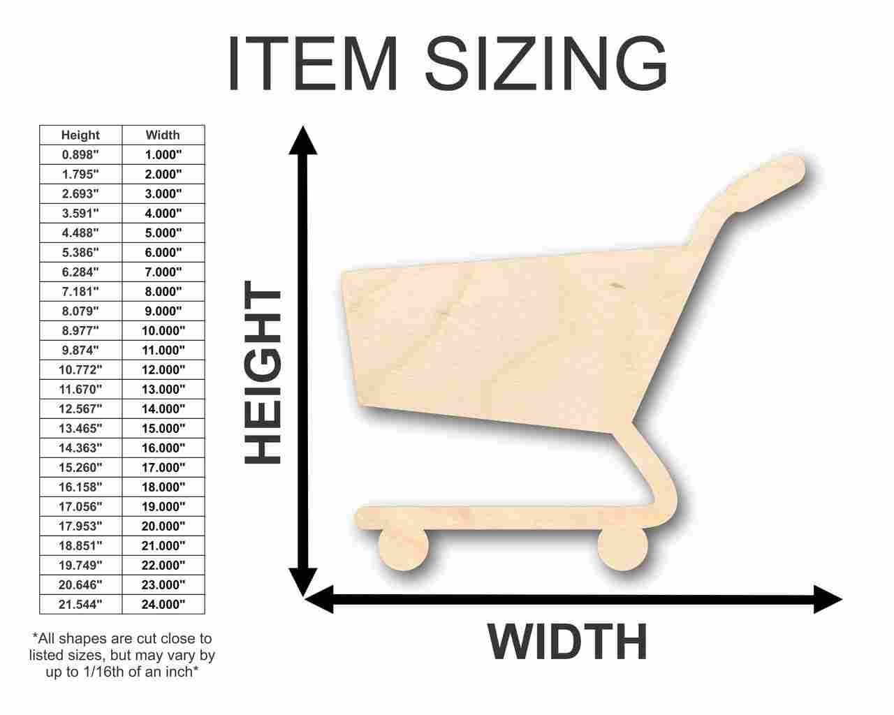 Unfinished Wooden Shopping Cart Shape - Craft - up to 24" DIY-24 Hour Crafts