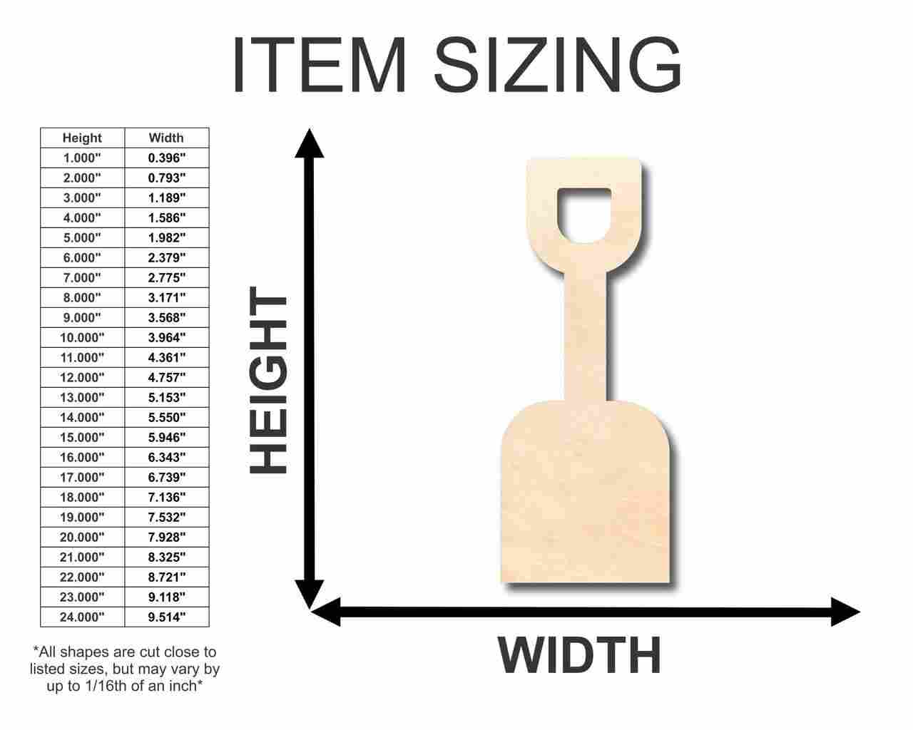 Unfinished Wooden Kids Sand Shovel Shape - Ocean - Beach - Nursery - Craft - up to 24" DIY-24 Hour Crafts