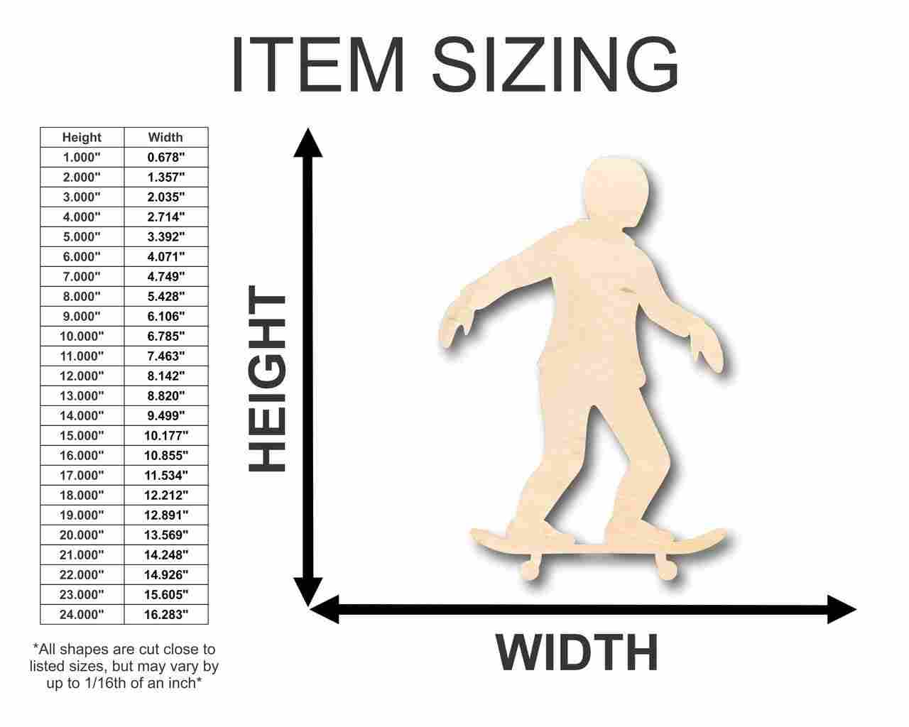 Unfinished Wooden Skater Shape - Sports - Craft - up to 24" DIY-24 Hour Crafts