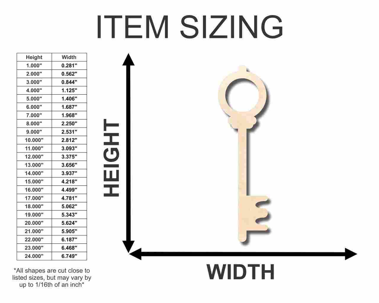 Unfinished Wooden Skeleton Key Shape - Craft - up to 24" DIY-24 Hour Crafts