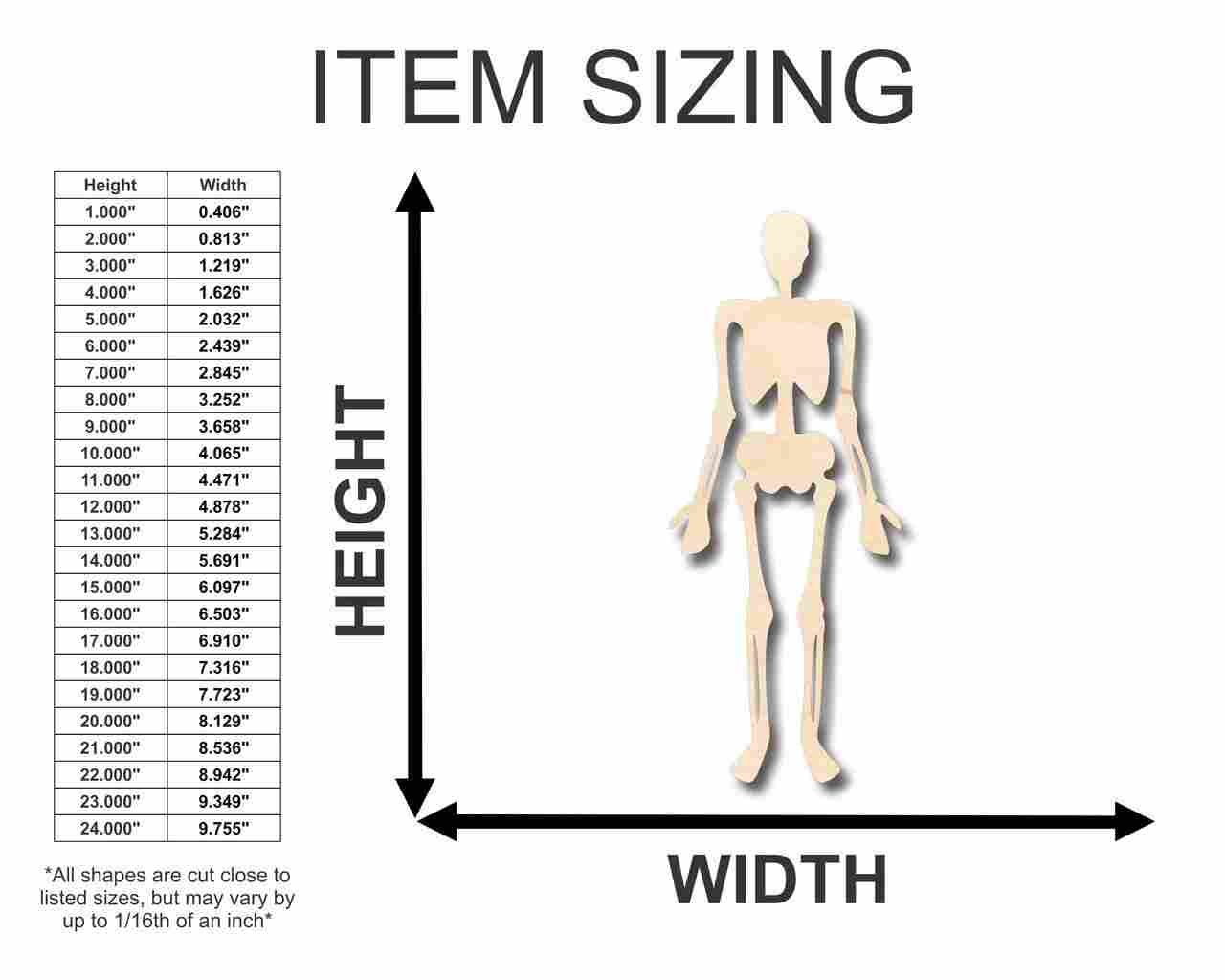 Unfinished Wooden Skeleton Shape - Halloween - Spooky - Craft - up to 24" DIY-24 Hour Crafts