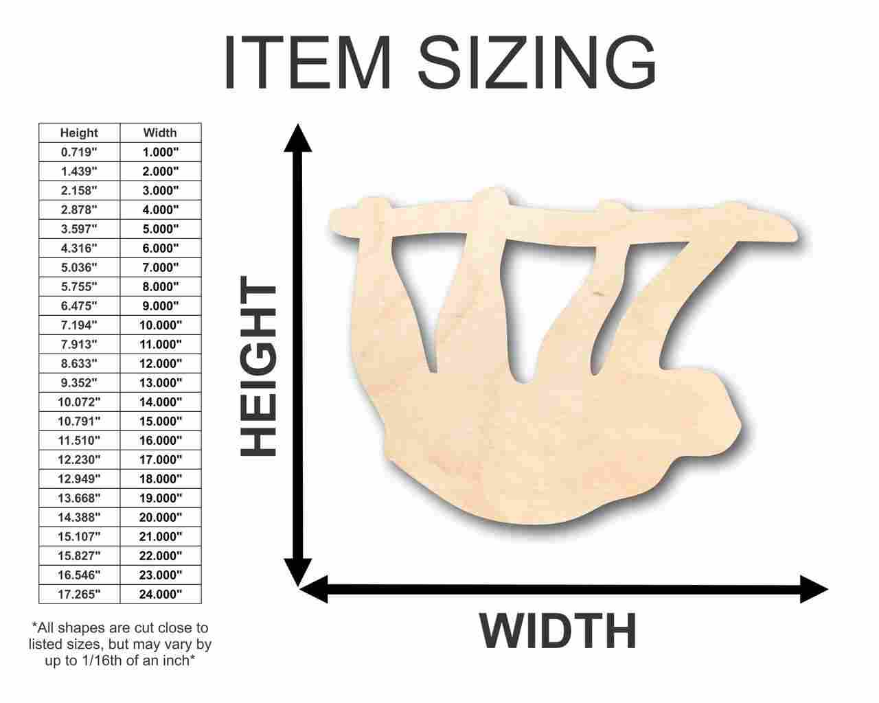 Unfinished Wooden Sloth Shape - Animal - Wildlife - Craft - up to 24" DIY-24 Hour Crafts