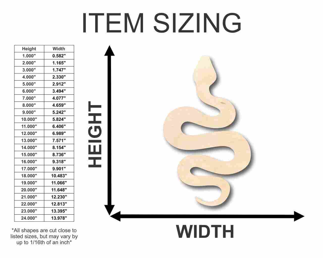 Unfinished Wooden Snake Shape - Animal - Wildlife - Craft - up to 24" DIY-24 Hour Crafts