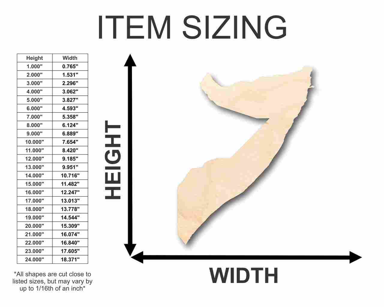 Unfinished Wooden Somalia Shape - Africa - Country - Craft - up to 24" DIY-24 Hour Crafts