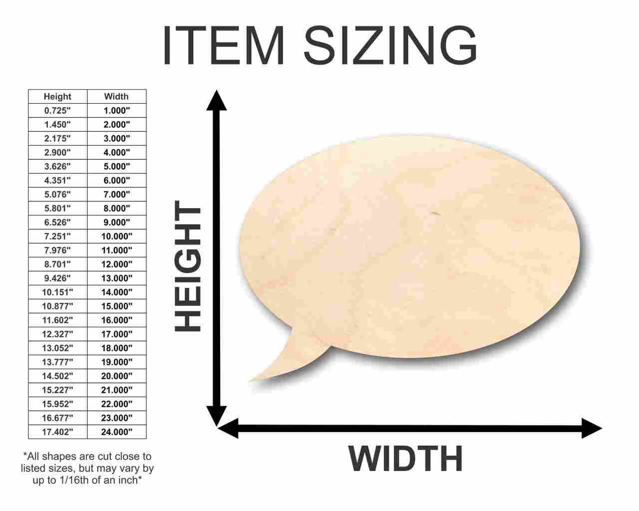 Unfinished Wooden Speech Bubble Shape - Craft - up to 24" DIY-24 Hour Crafts