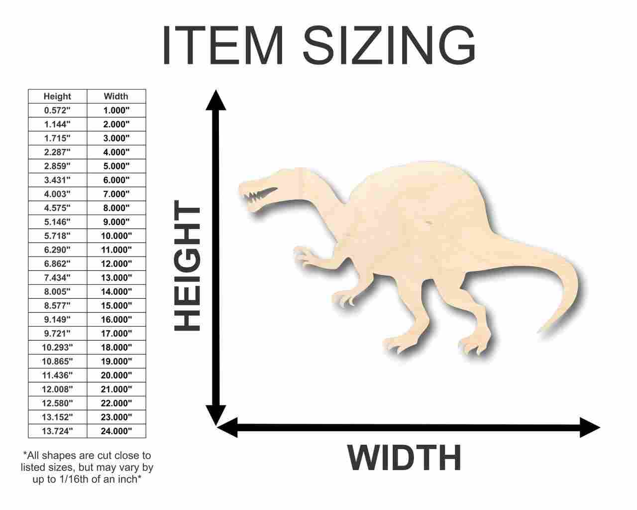 Unfinished Wooden Spinosaurus Shape - Dinosaur - Craft - up to 24" DIY-24 Hour Crafts