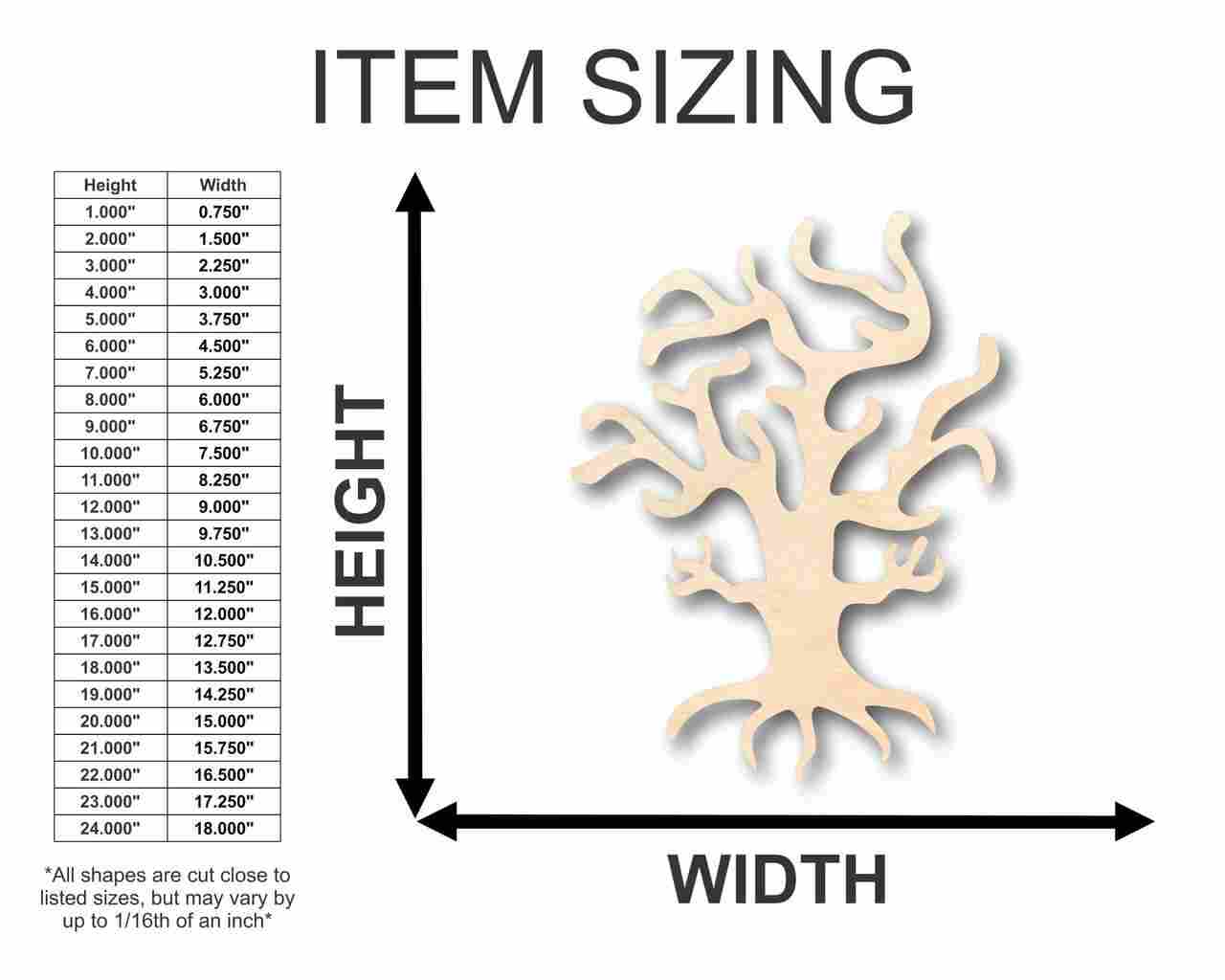 Unfinished Wooden Spooky Tree Shape - Halloween - Craft - up to 24" DIY-24 Hour Crafts