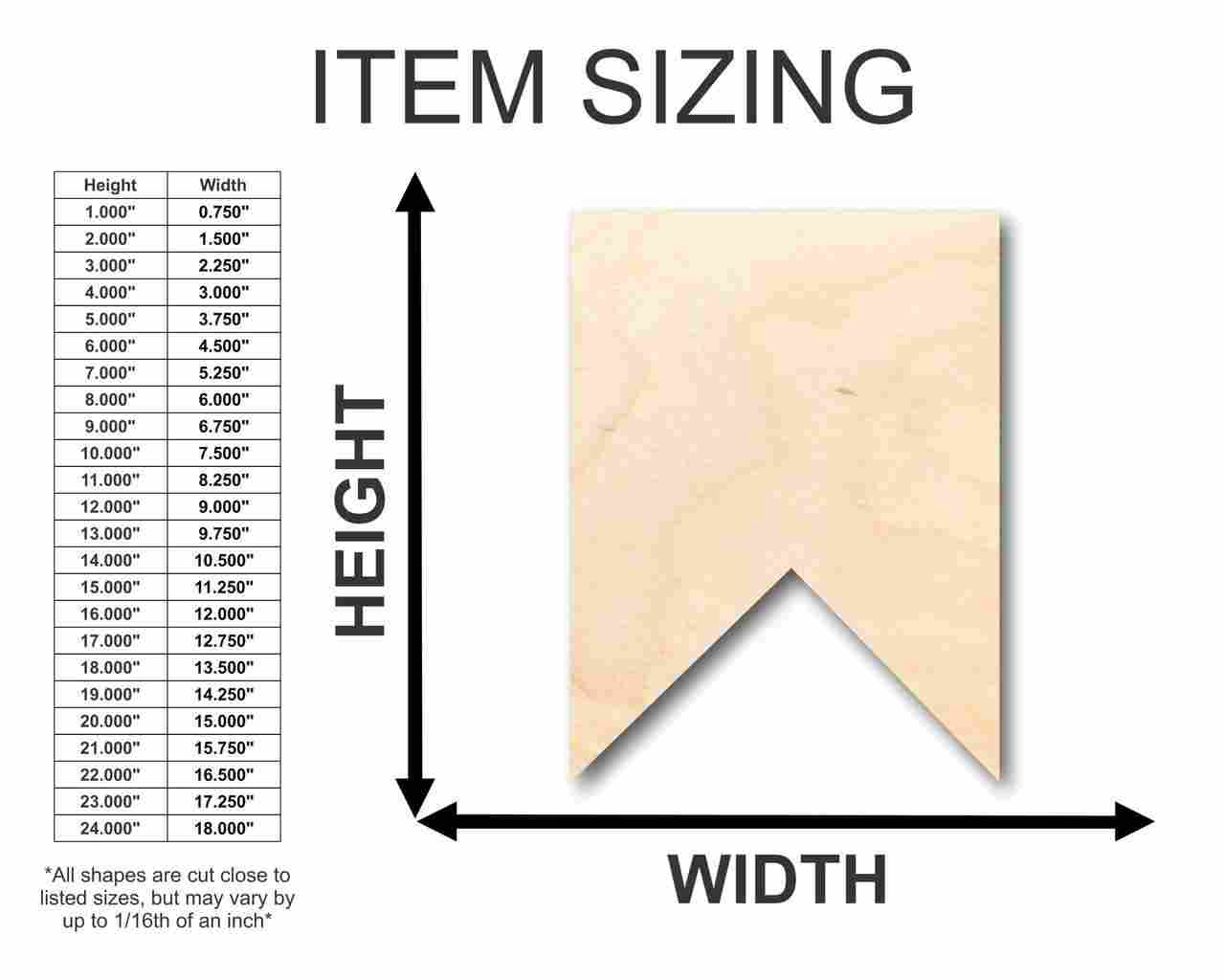 Unfinished Wooden Square Bunting Shape - Craft - up to 24" DIY-24 Hour Crafts