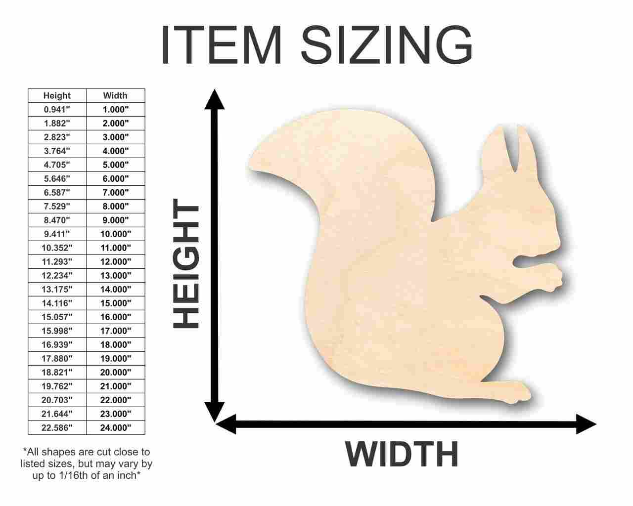 Unfinished Wooden Squirrel Shape - Animal - Craft - up to 24" DIY-24 Hour Crafts