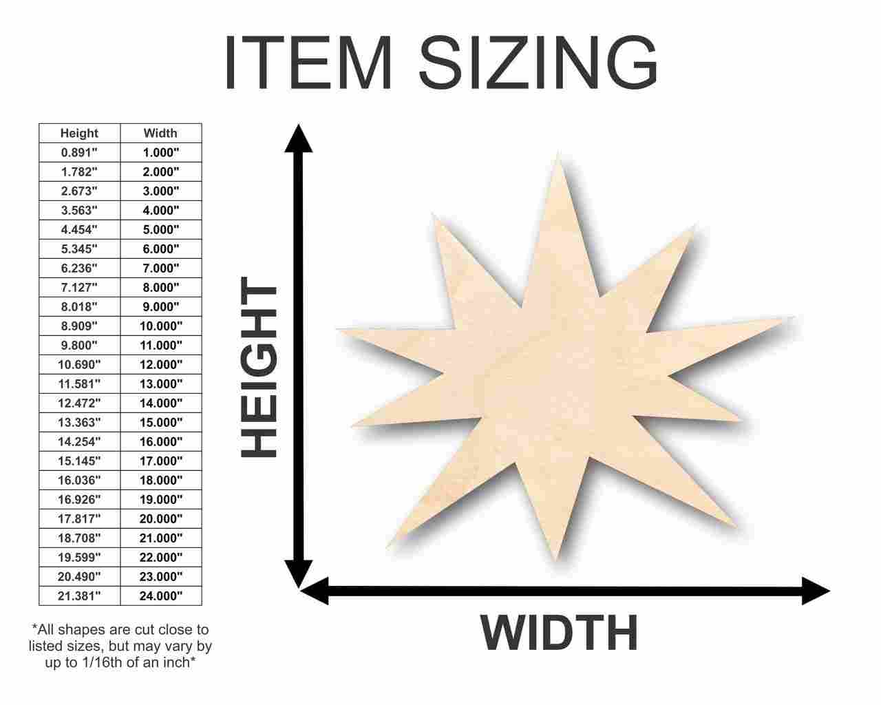 Unfinished Wooden Starburst Explosion Shape - Space - Nursery - Craft - up to 24" DIY-24 Hour Crafts