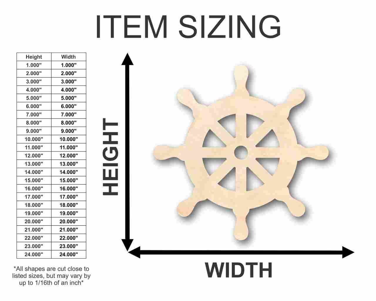 Unfinished Wooden Helm Steering Wheel Shape - Naval - Ocean - Craft - up to 24" DIY-24 Hour Crafts