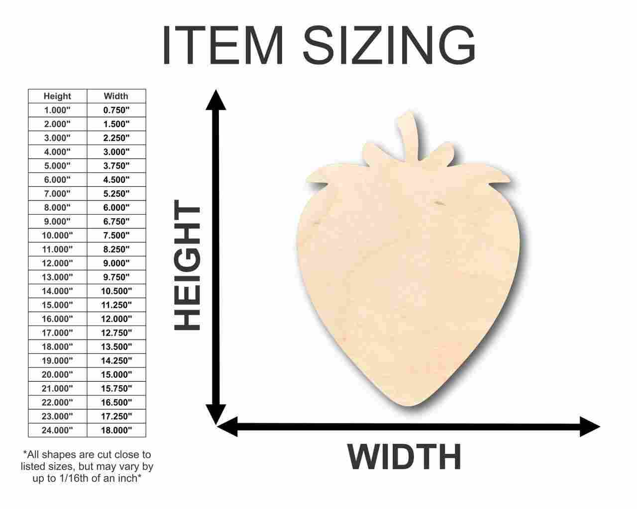 Unfinished Wooden Strawberry Shape - Fruit - Craft - up to 24" DIY-24 Hour Crafts