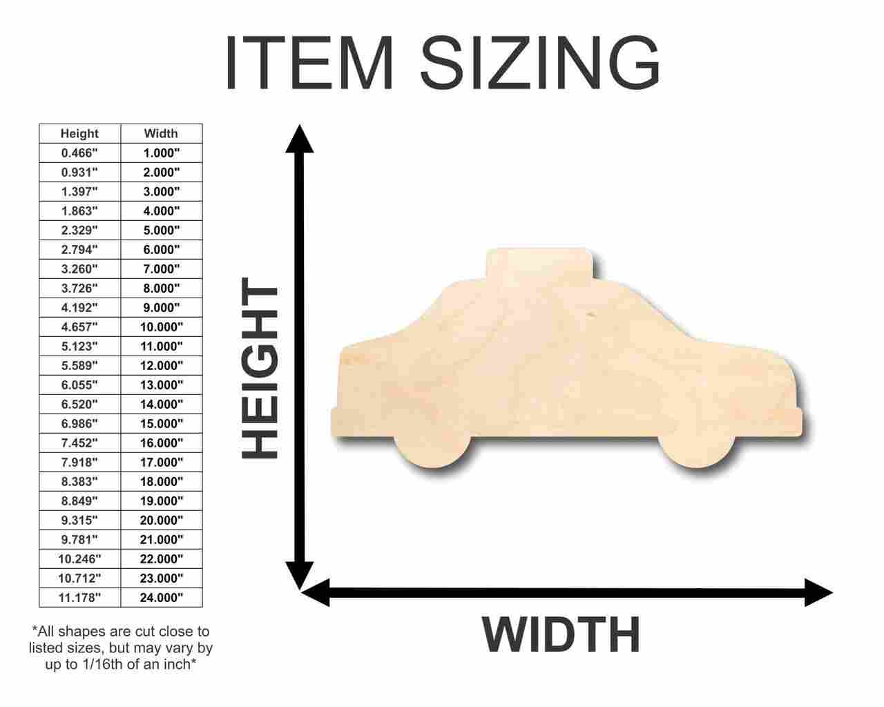 Unfinished Wooden Taxi Cab Shape - Craft - up to 24" DIY-24 Hour Crafts