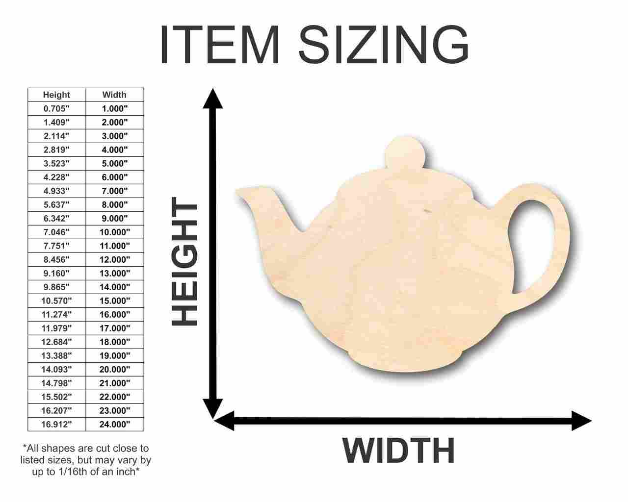 Unfinished Wooden Teapot Shape - Kitchen - Craft - up to 24" DIY-24 Hour Crafts