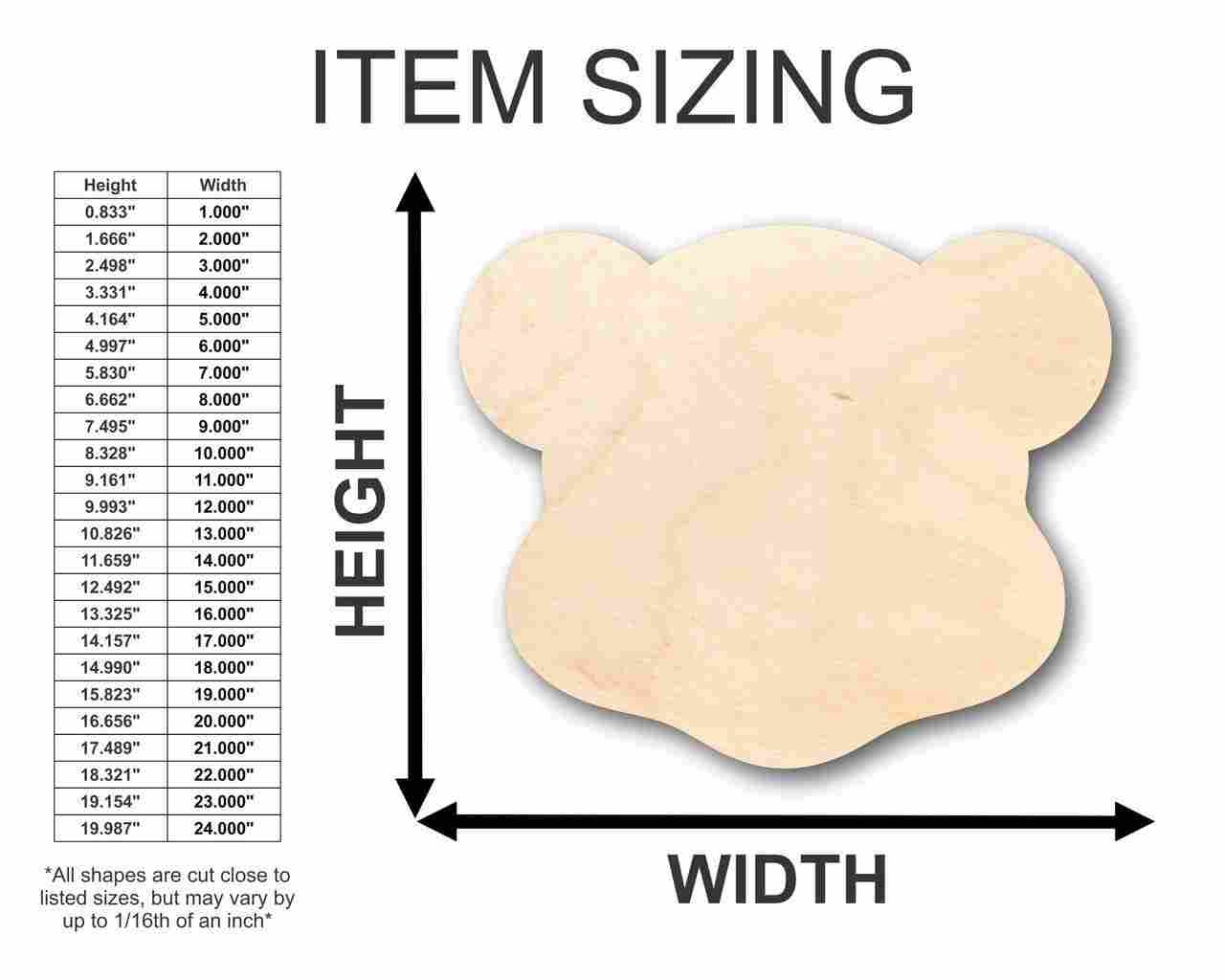 Unfinished Wooden Teddy Bear Head Shape - Craft - up to 24" DIY-24 Hour Crafts