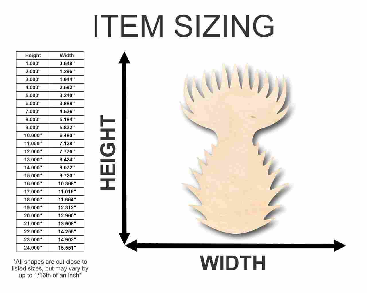 Unfinished Wooden Thistle Shape - Spring - Flower - Craft - up to 24" DIY-24 Hour Crafts