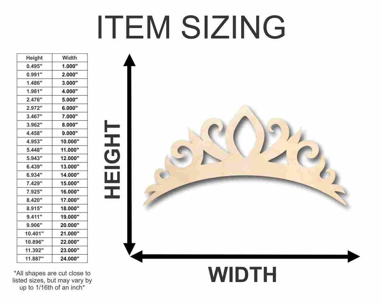 Unfinished Wooden Tiara Crown Shape - Royalty - Craft - up to 24" DIY-24 Hour Crafts