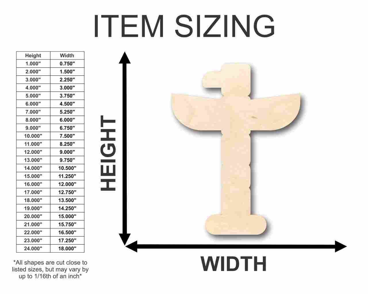 Unfinished Wooden Totem Pole Shape - Native American - Craft - up to 24" DIY-24 Hour Crafts