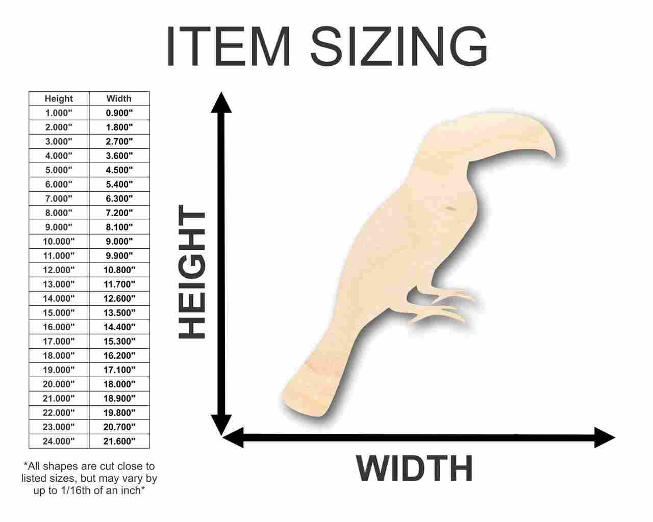 Unfinished Wooden Toucan Shape - Animal - Wildlife - Pet - Craft - up to 24" DIY-24 Hour Crafts