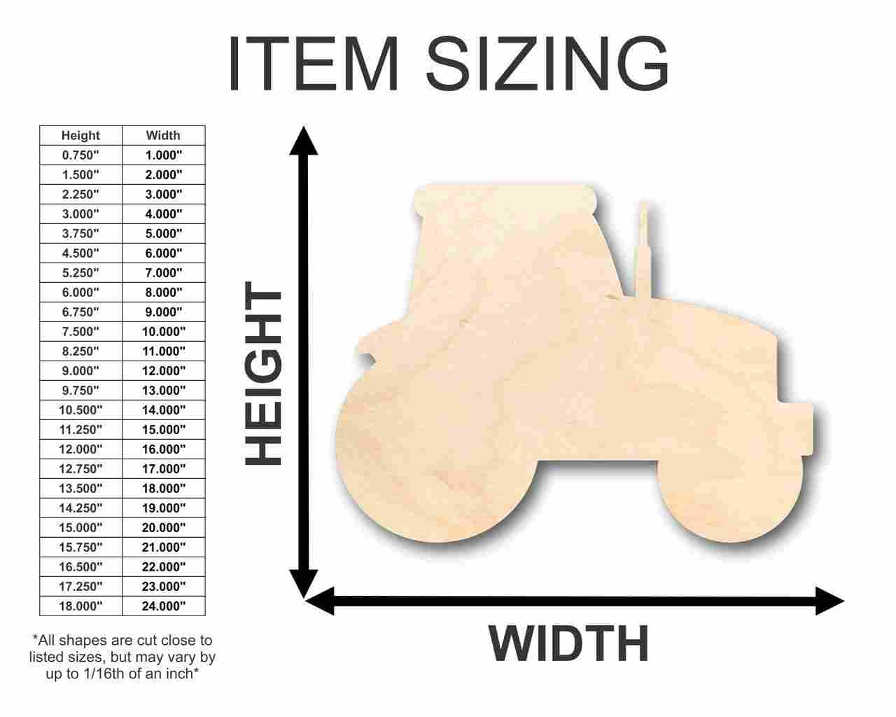 Unfinished Wooden Tractor Shape - Farm - Craft - up to 24" DIY-24 Hour Crafts