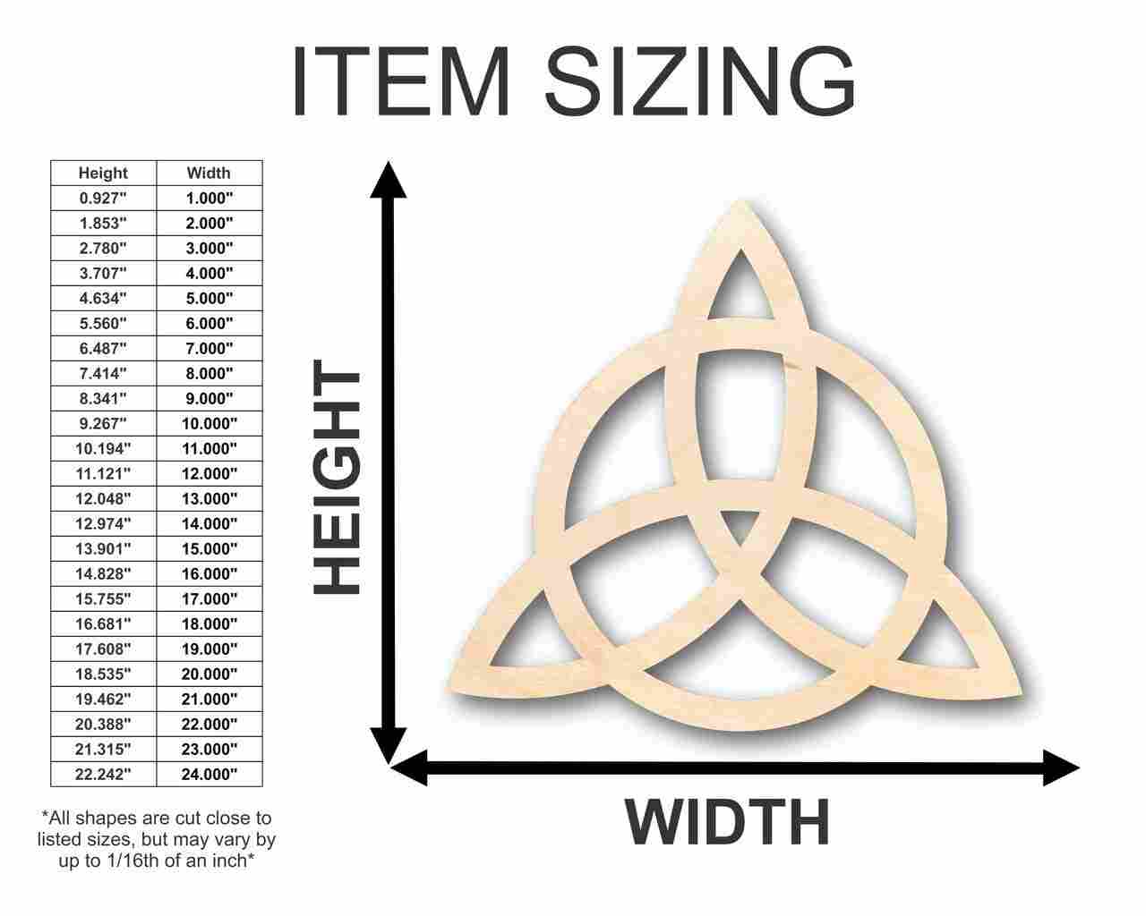 Unfinished Wooden Triquetra Shape - Craft - up to 24" DIY-24 Hour Crafts