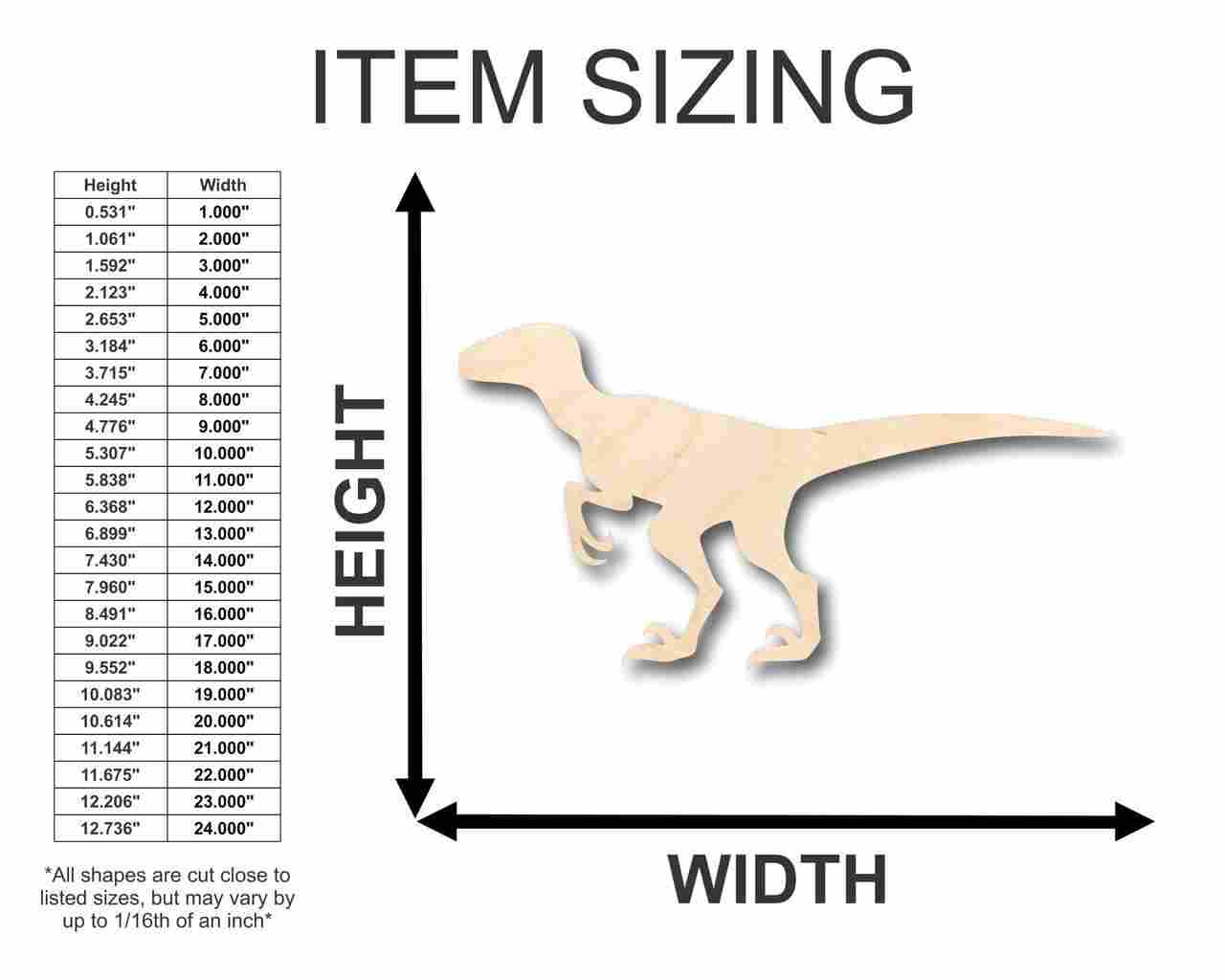 Unfinished Wooden Velociraptor Shape - Kid's Room Decor - Jurassic Park - Dinosaur - Craft - up to 24" DIY-24 Hour Crafts