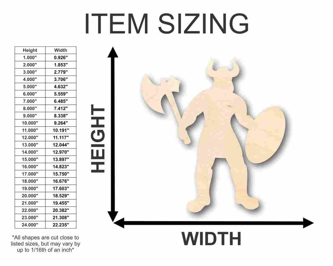 Unfinished Wooden Viking Warrior Shape - Berserker - History - Craft - up to 24" DIY-24 Hour Crafts