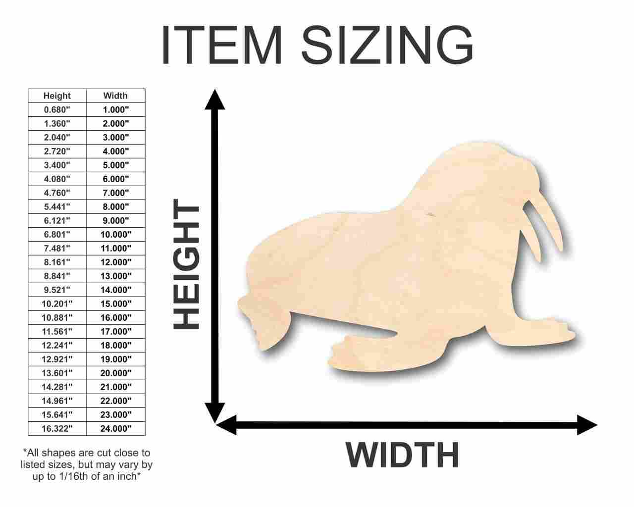 Unfinished Wooden Walrus Shape - Ocean - Arctic - Nursery - Craft - up to 24" DIY-24 Hour Crafts