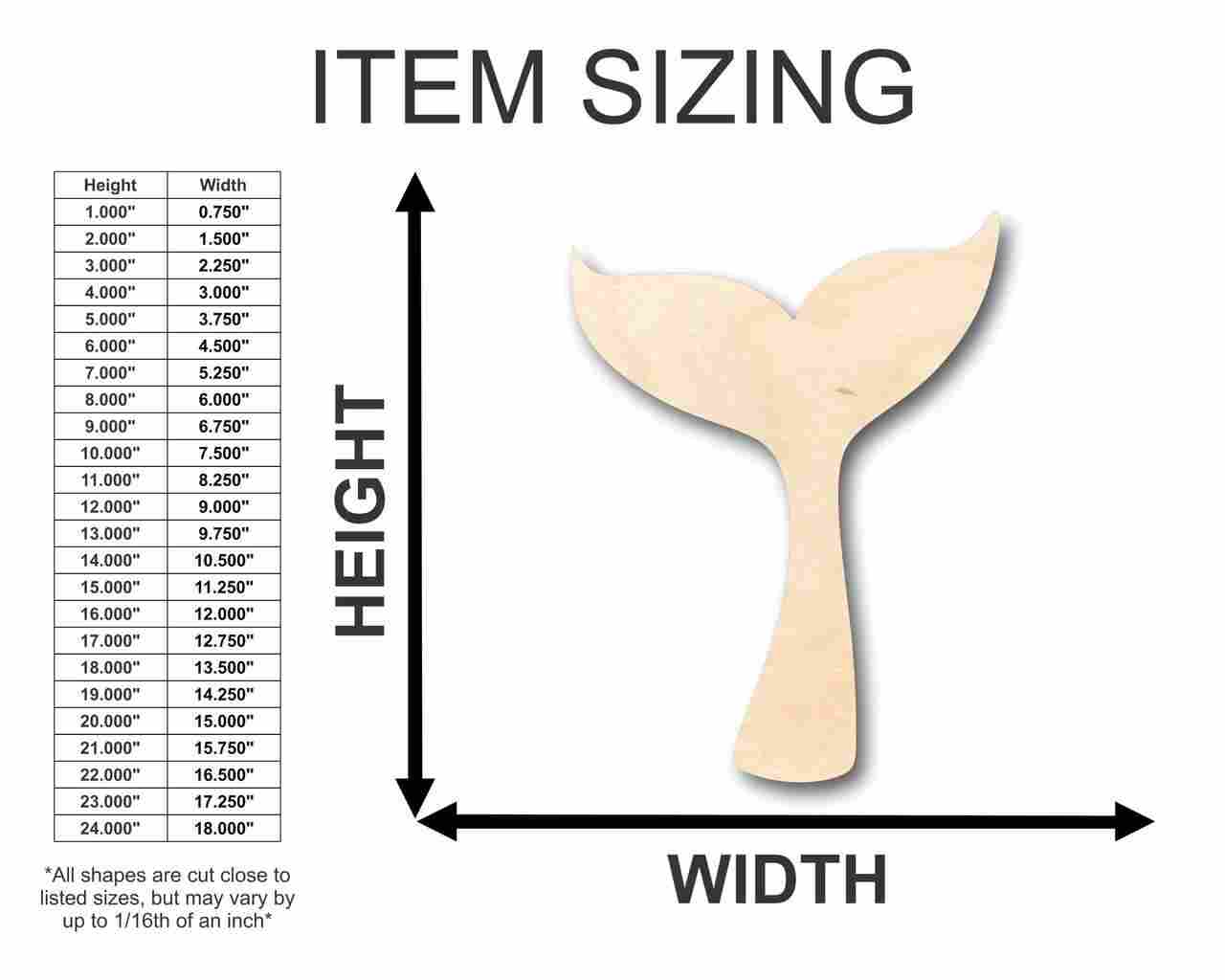 Unfinished Wooden Whale Tail Shape - Ocean - Nursery - Craft - up to 24" DIY-24 Hour Crafts