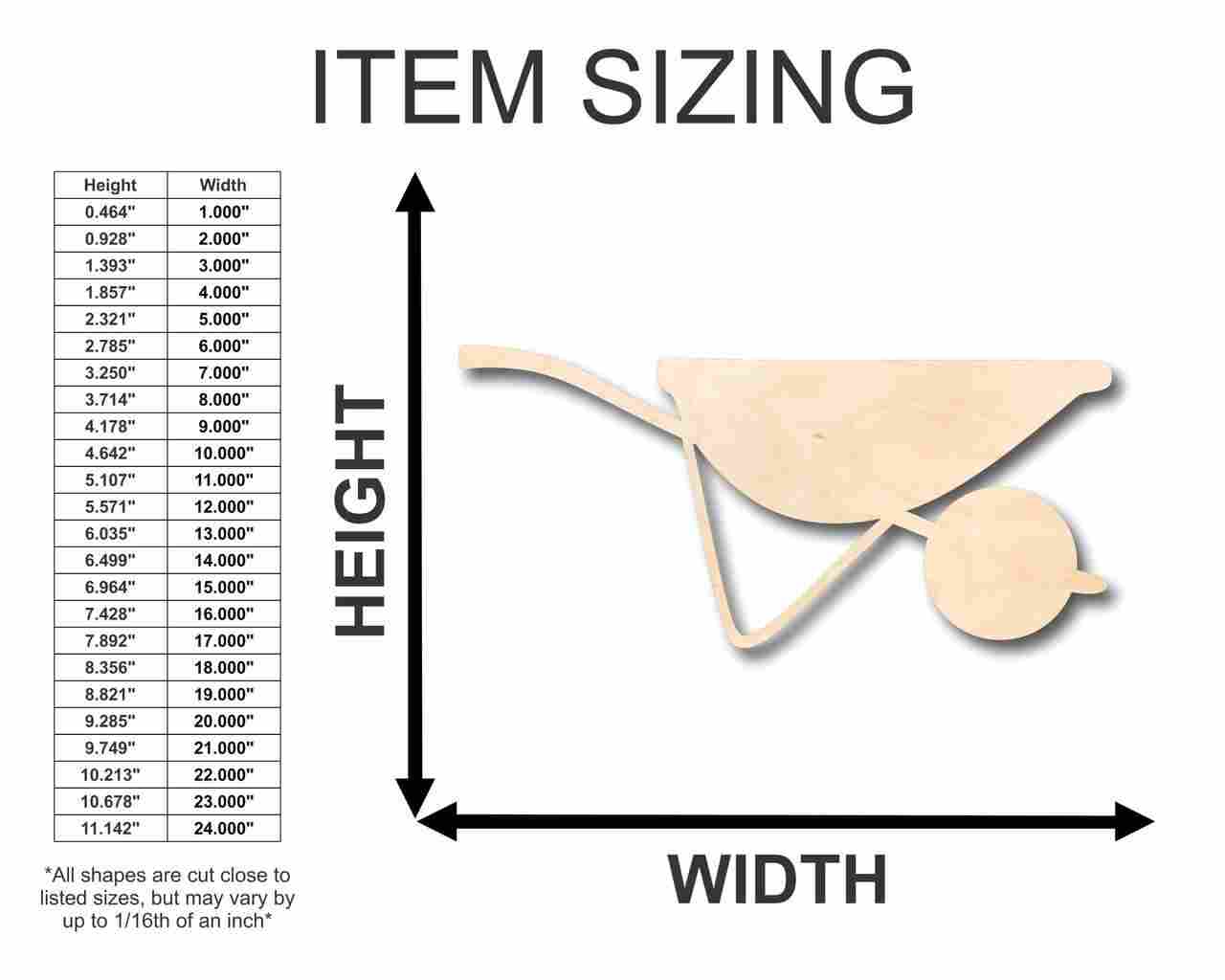 Unfinished Wooden Wheelbarrow Shape - Farm - Garden - Craft - up to 24" DIY-24 Hour Crafts