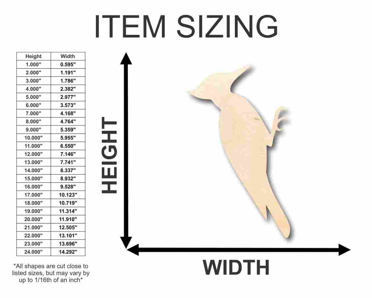 Unfinished Wooden Woodpecker Shape - Animal - Wildlife - Craft - up to 24" DIY-24 Hour Crafts