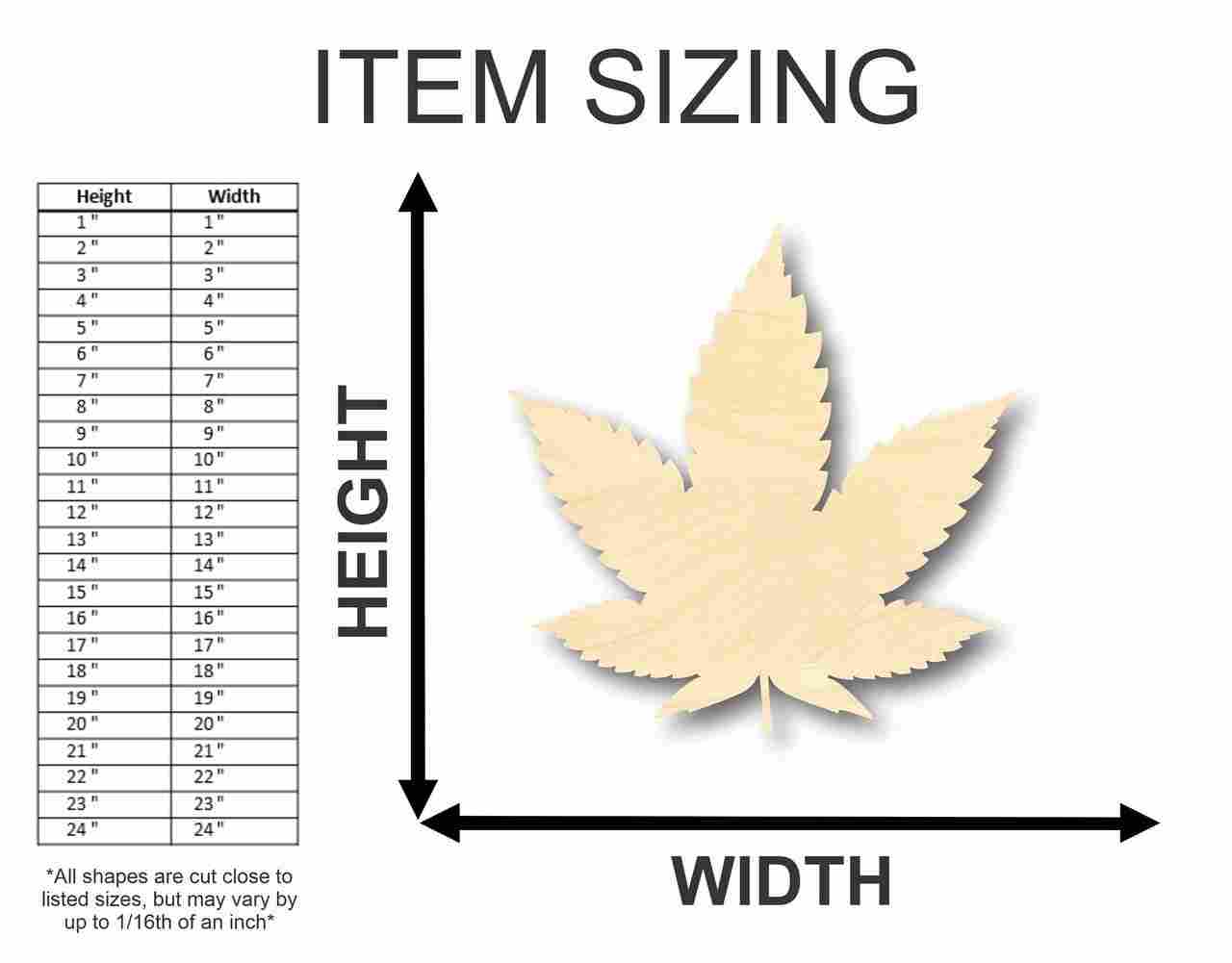 Unfinished Wooden Marijuana Leaf Shape - Cannabis - Pot - Leaves - Craft - up to 24" DIY-24 Hour Crafts