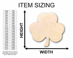 Unfinished Wood 3 Leaf Clover Silhouette - Craft- up to 24" DIY