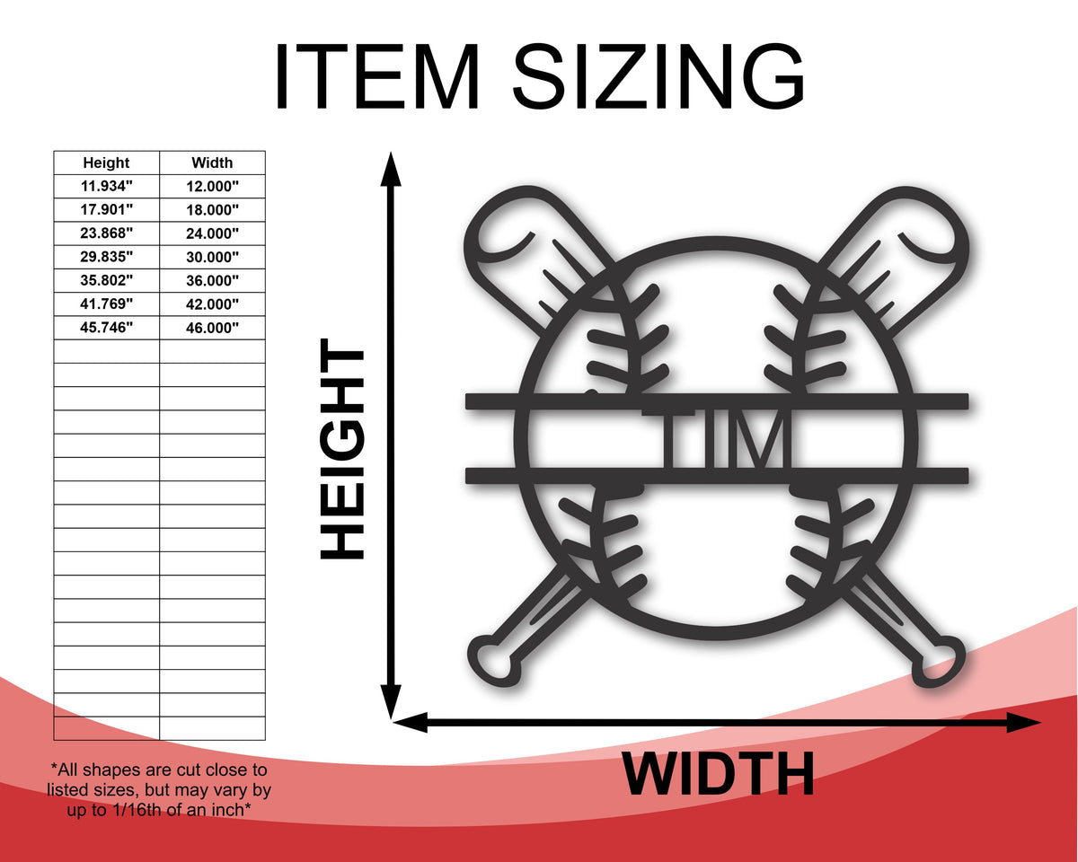 Custom Baseball Bat Name Sign Metal Baseball Name Sign 15 color op